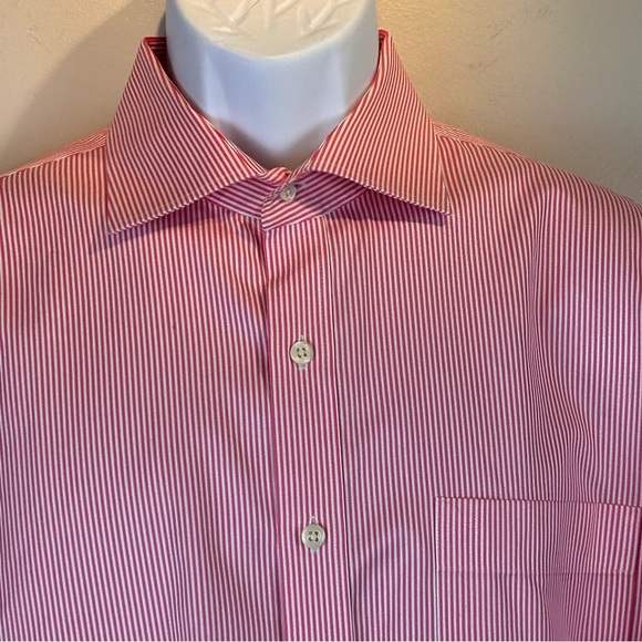 Peter Millar Nanoluxe Easy Care Large Pink White Stripe Button Down Men Shirt - Picture 10 of 10